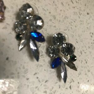 Jcrew NWT Elegant Silver and Blue Crystal Earrings